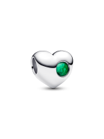 Engravable Green Stone Heart Charm