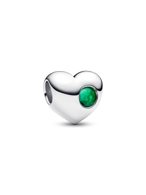 Engravable Green Stone Heart Charm