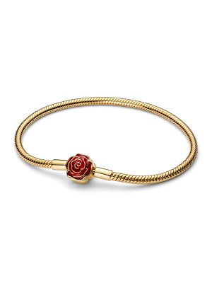 Disney Beauty and the Beast Enchanted Rose Snake Chain Bracelet
