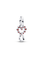 Connected Hearts & Red Stones Dangle Charm