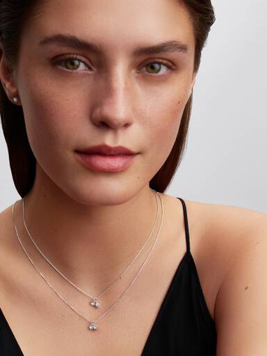 Talisman Sterling Silver Lab-Grown Diamond Heart & Star Dangle Pendant Necklace - Image 4