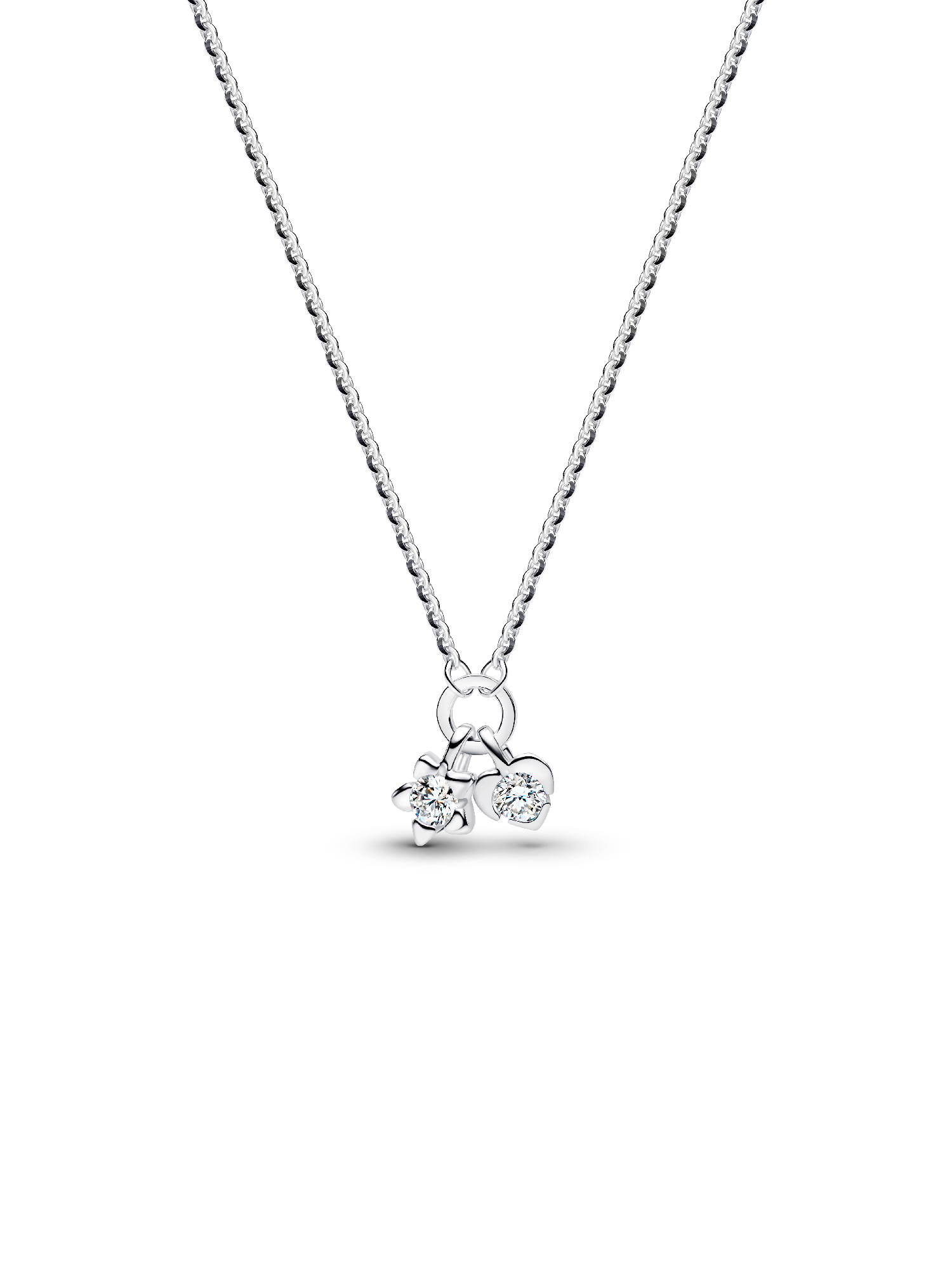Talisman Sterling Silver Lab-Grown Diamond Heart & Star Dangle Pendant Necklace