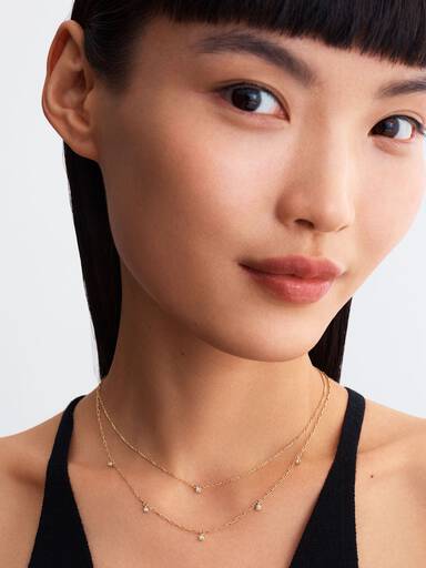 Era Bezel Lab-Grown Diamond Dangle Station Paperclip Chain Necklace - Image 5