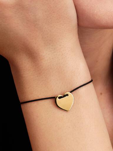 Engravable Heart Black Cord Slider Bracelet - Image 2