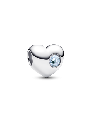 Engravable Sea Aqua Blue Stone Heart Charm