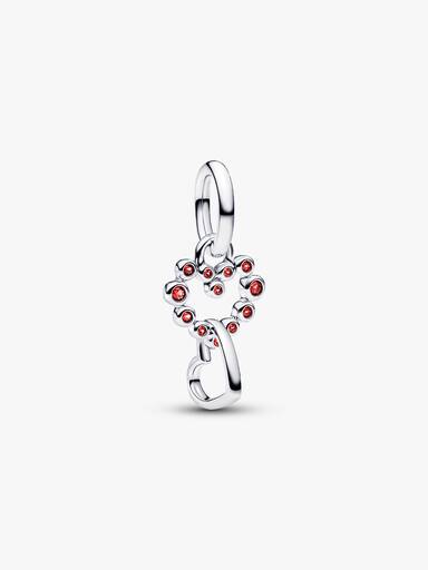 Connected Hearts & Red Stones Dangle Charm - Image 3
