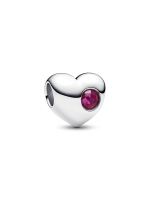Engravable True Red Stone Heart Charm