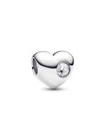 Engravable Clear Stone Heart Charm
