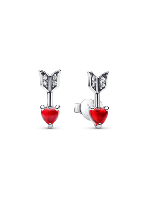 Arrow & Murano Glass Heart Stud Earrings