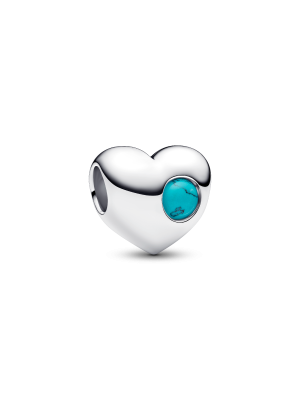 Engravable Turquoise Blue Stone Heart Charm