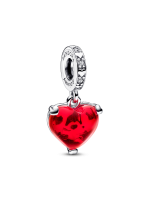Disney Mickey & Minnie Mouse Kiss Red Murano Glass Dangle Charm