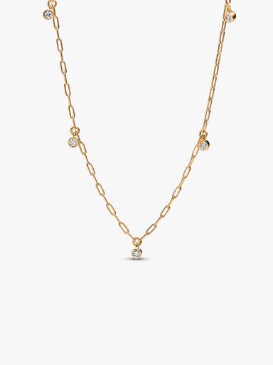 Era Bezel Lab-Grown Diamond Dangle Station Paperclip Chain Necklace - Image 3