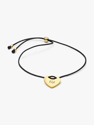 Engravable Heart Black Cord Slider Bracelet - Image 4