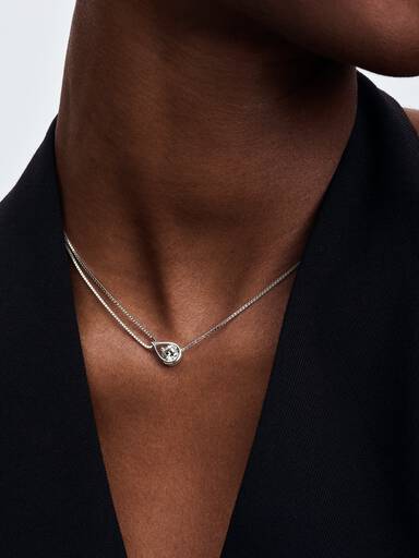 Infinite 14k White Gold Lab-grown Diamond Double Chain Collier Necklace - Image 4