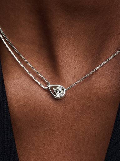 Infinite 14k White Gold Lab-grown Diamond Double Chain Collier Necklace - Image 2