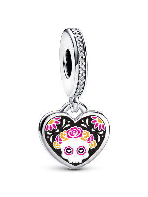 Day of the Dead Sugar Skull Heart Dangle Charm