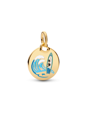 Surfing Round Tag Dangle Charm