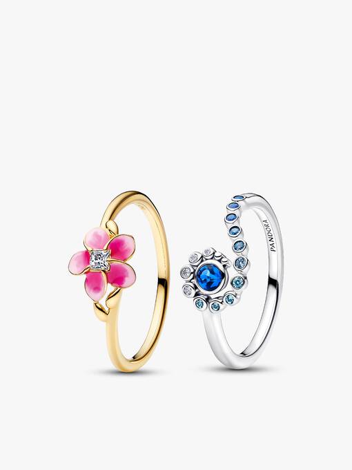 Flower&Ocean Wave Ring Set
