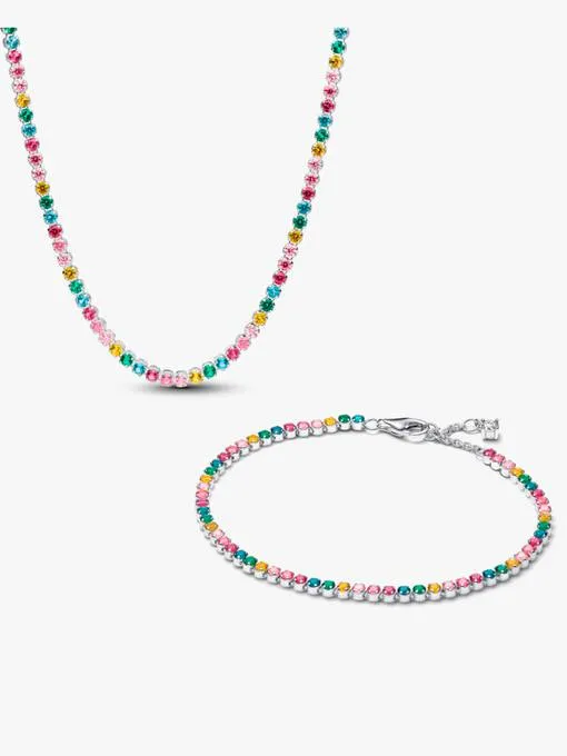 Rainbow Tennis Necklace & Bracelet Set