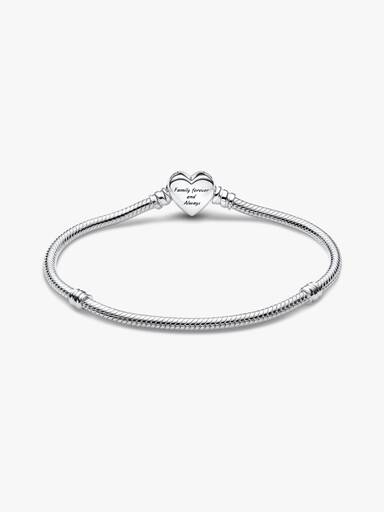Sparkling Pink Infinity Heart Clasp Snake Chain Bracelet - Image 4