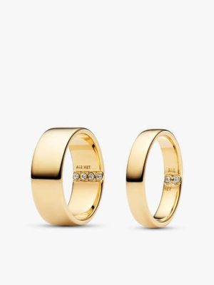 His & Hers Gold Secret Engraving Ring Set