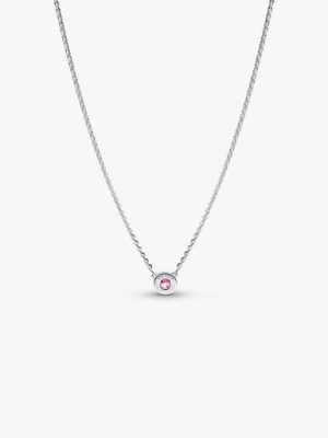 Era Bezel Sterling Silver Pink Lab-grown Diamond Pendant Necklace