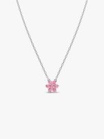 Sparkling Pink Flower Pendant Necklace