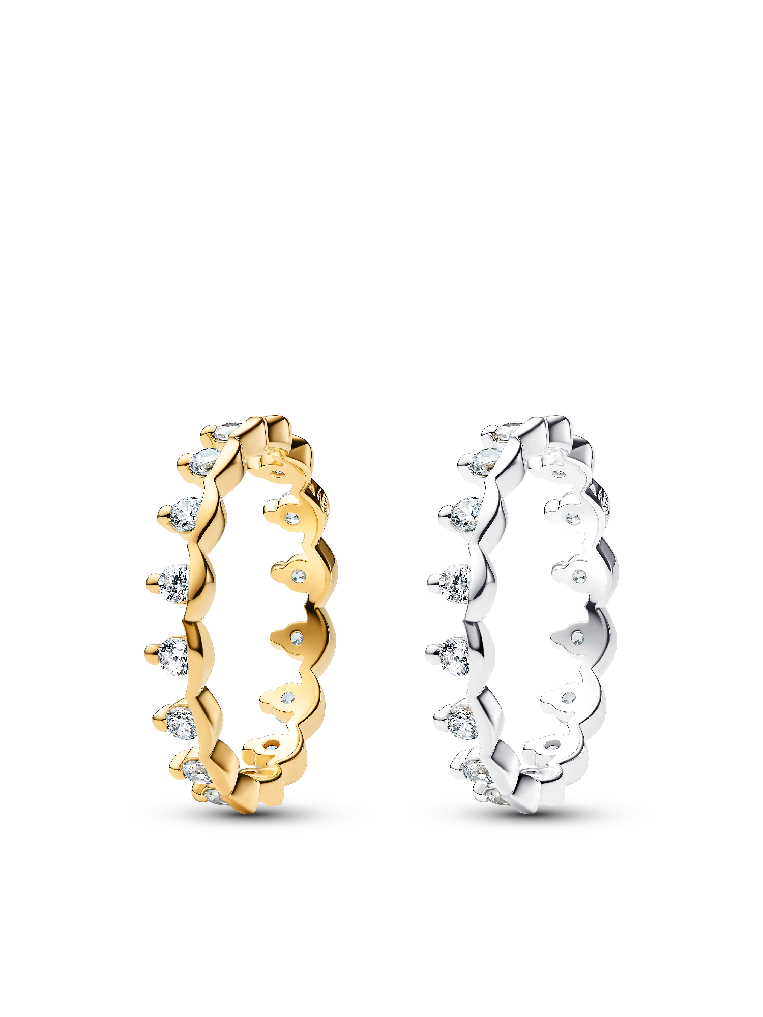 Two Tone Sparkling Regal Stacking Ring Duo - Image 2