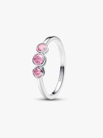 Era Bezel Sterling Silver Pink Lab-Grown Diamond Triple Stone Ring