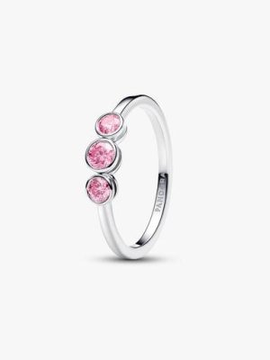 Era Bezel Sterling Silver Pink Lab-Grown Diamond Triple Stone Ring