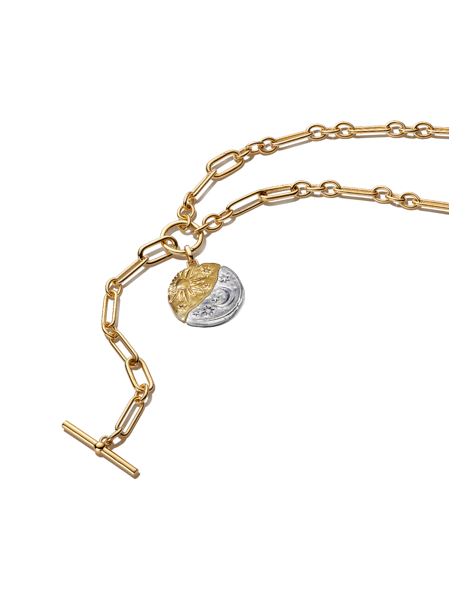 Oversized Sun & Moon Medallion Necklace Set - Image 2