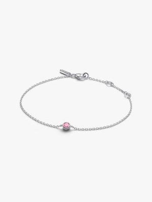 Era Bezel Sterling Silver Pink Lab-grown Diamond Chain Bracelet