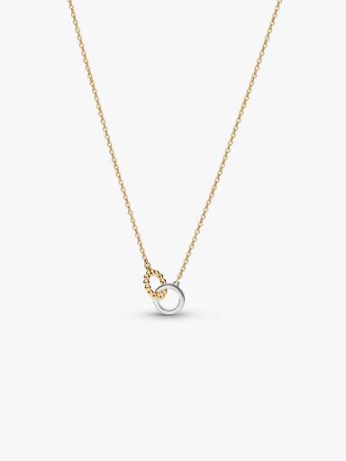Beads & Pavé Interlocking Circles Necklace - Image 5