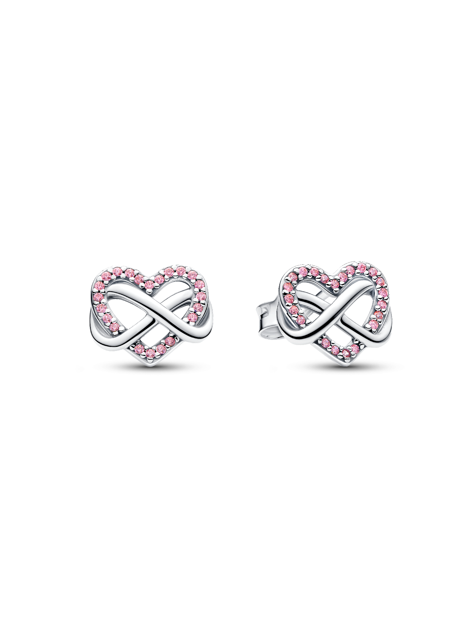 Sparkling Pink Infinity Heart Stud Earrings - Image 2