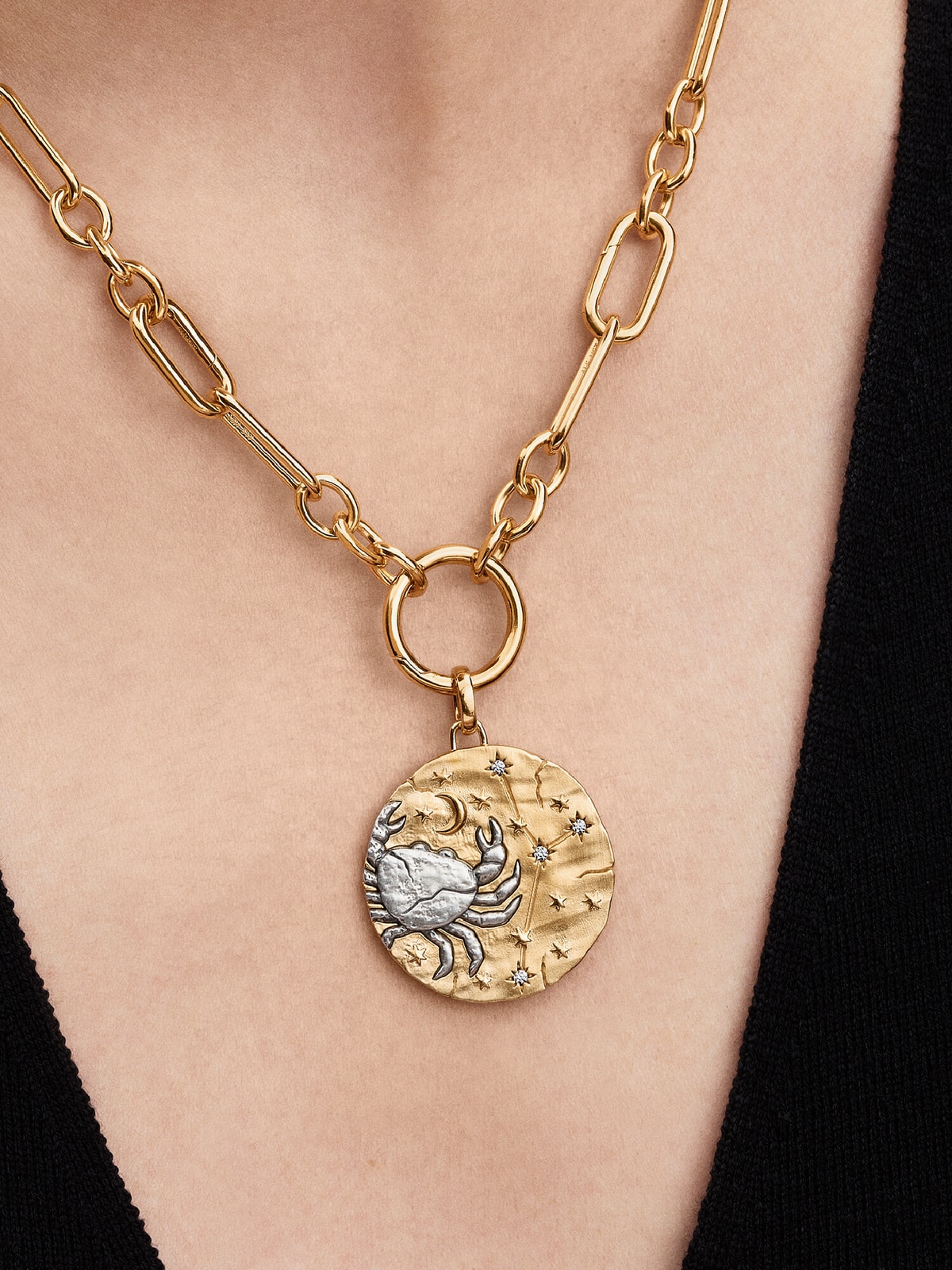 Cancer Zodiac Oversized Medallion Charm - Image 2