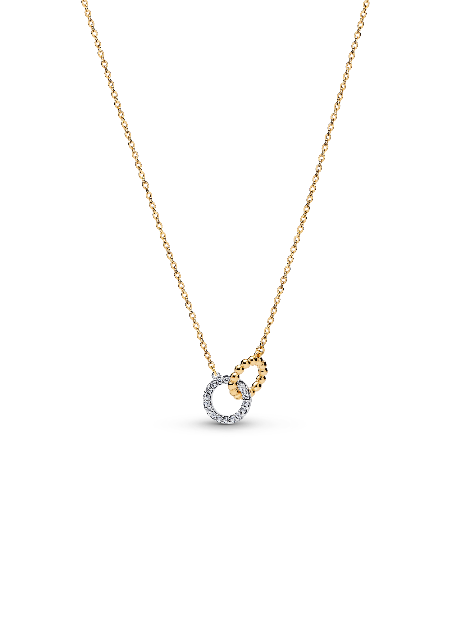Beads & Pavé Interlocking Circles Necklace - Image 2