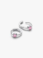 Era Bezel Sterling Silver Pink Lab-grown Diamond Huggie Earrings