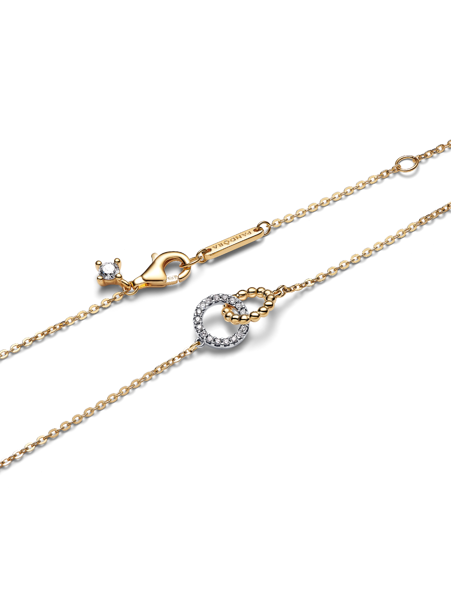 Beads & Pavé Interlocking Circles Necklace - Image 4
