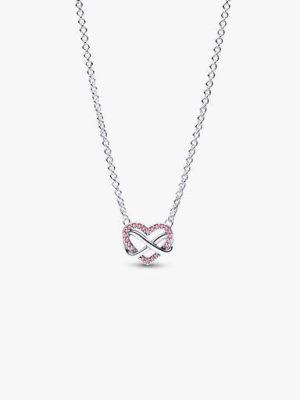 Sparkling Pink Infinity Heart Collier Necklace
