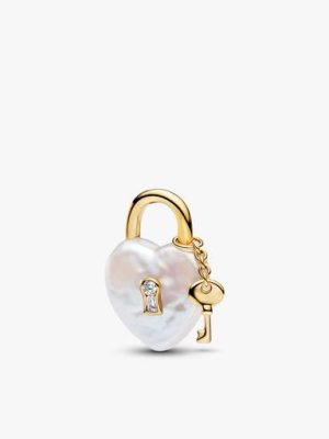 Baroque Pearl Padlock Charm Bracelet Set