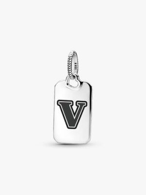 Letter V Rectangle Pendant