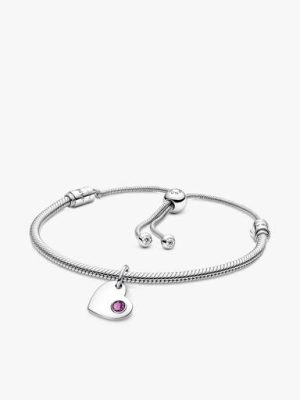 Februrary Engravable Dangle Charm Bracelet Set