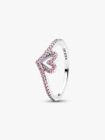 Sparkling Wishbone Pink Heart Ring